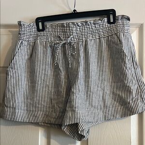 A New Day High Waist Black and White Striped Linen Blend Shorts